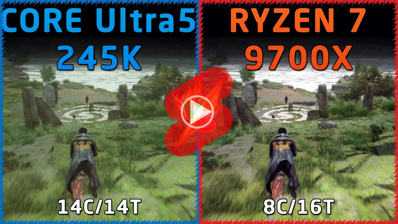 FHD 해상도에서 인텔 울트라 5 245K와 AMD 라이젠7 9700X CPU 게임 성능 비교 영상