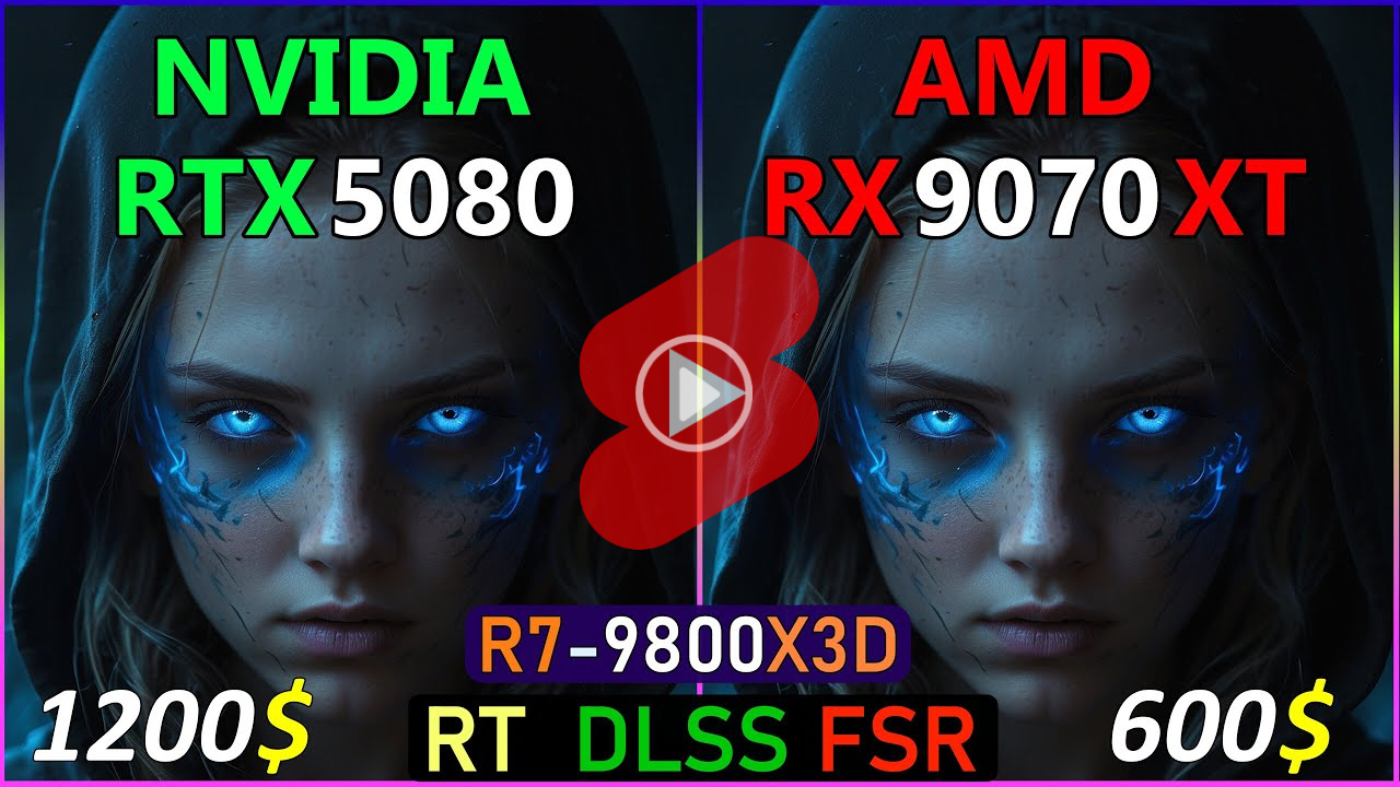 4K 해상도에서 RX 9070 XT와 RTX 5080 게임 성능 비교 영상