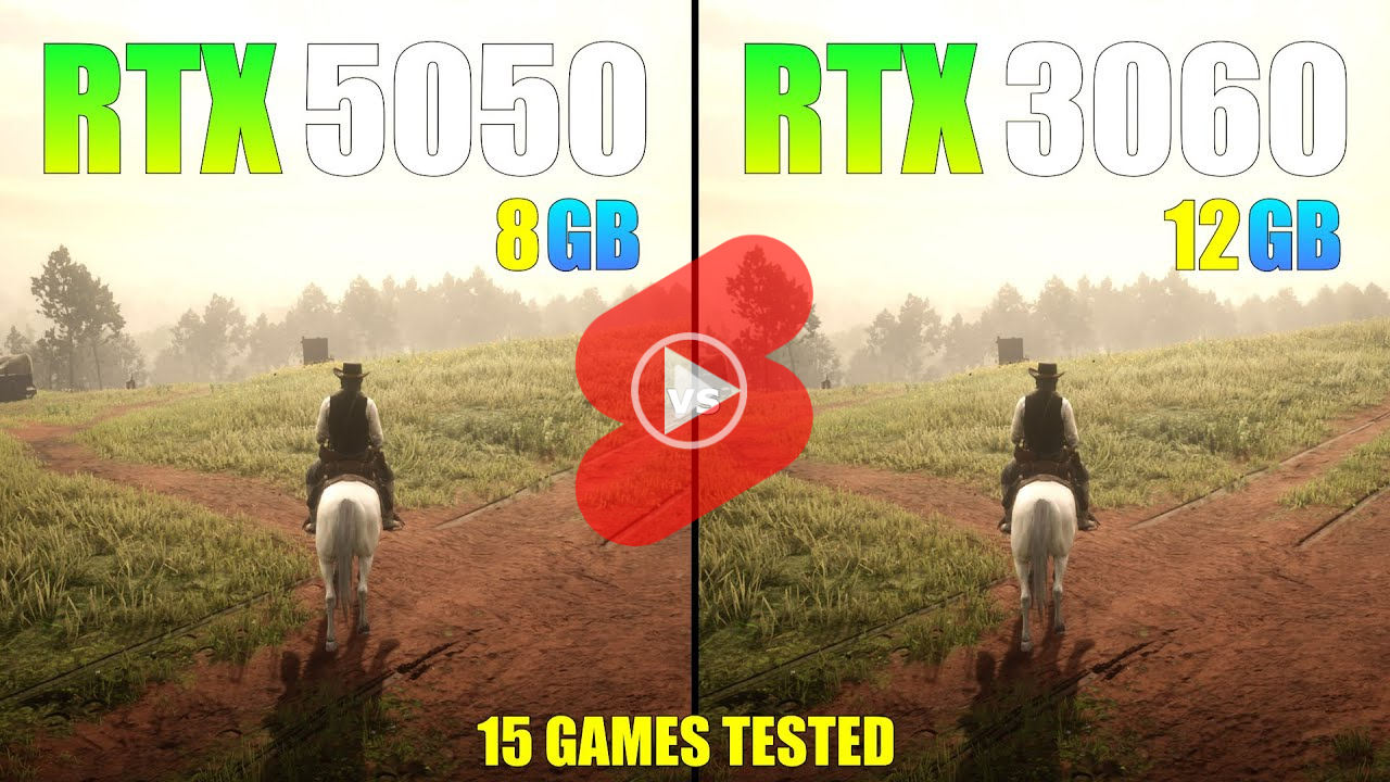 FHD 해상도에서 인텔 i5 12400 CPU PC에서 RTX 5050과 RTX 3060 게임 성능 비교 영상