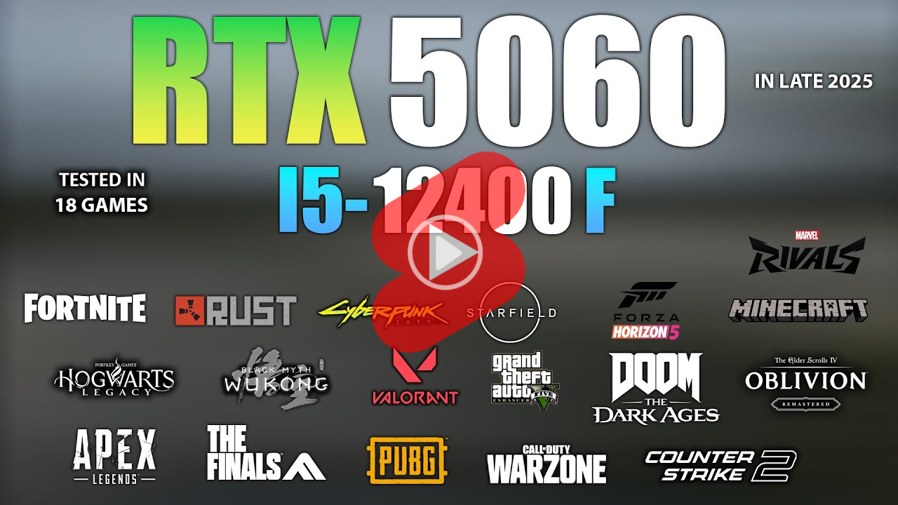 인텔 i5 12400F + 32GB RAM + RTX 5060 구성 게임 PC의 게임 성능