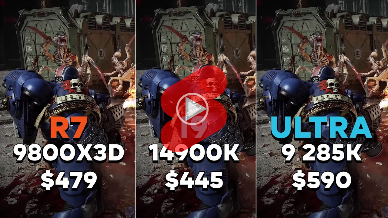 AMD Ryzen 7 9800X3D vs Intel i9 14900K vs Intel Ultra 9 285K  게임 성능 비교 영상