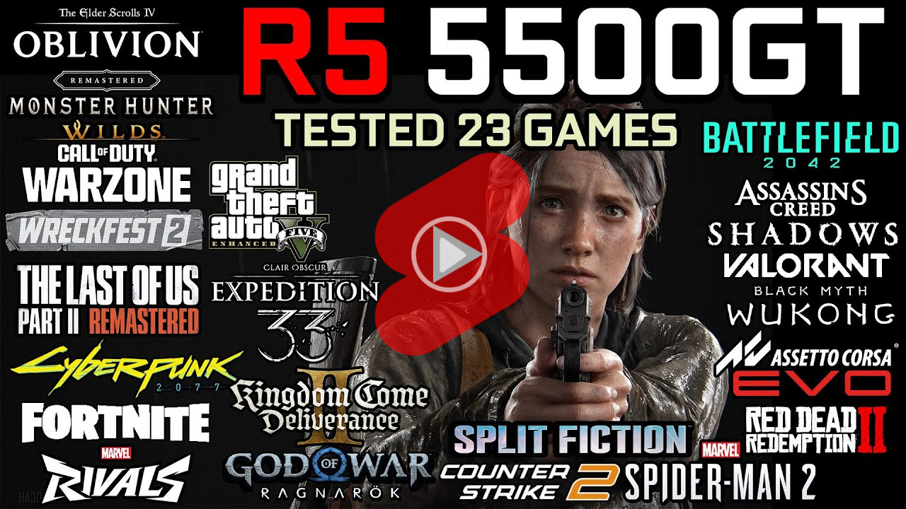 AMD 라이젠5 5500GT CPU의 내장 그래픽으로 게임을 테스트한 영상