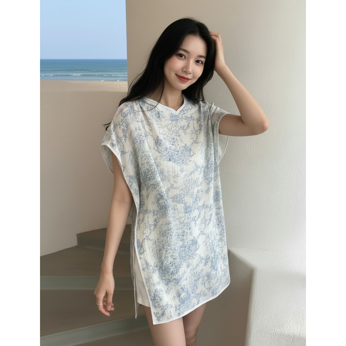 후드 판초 휴양지룩 바캉스룩 수영복 커버업