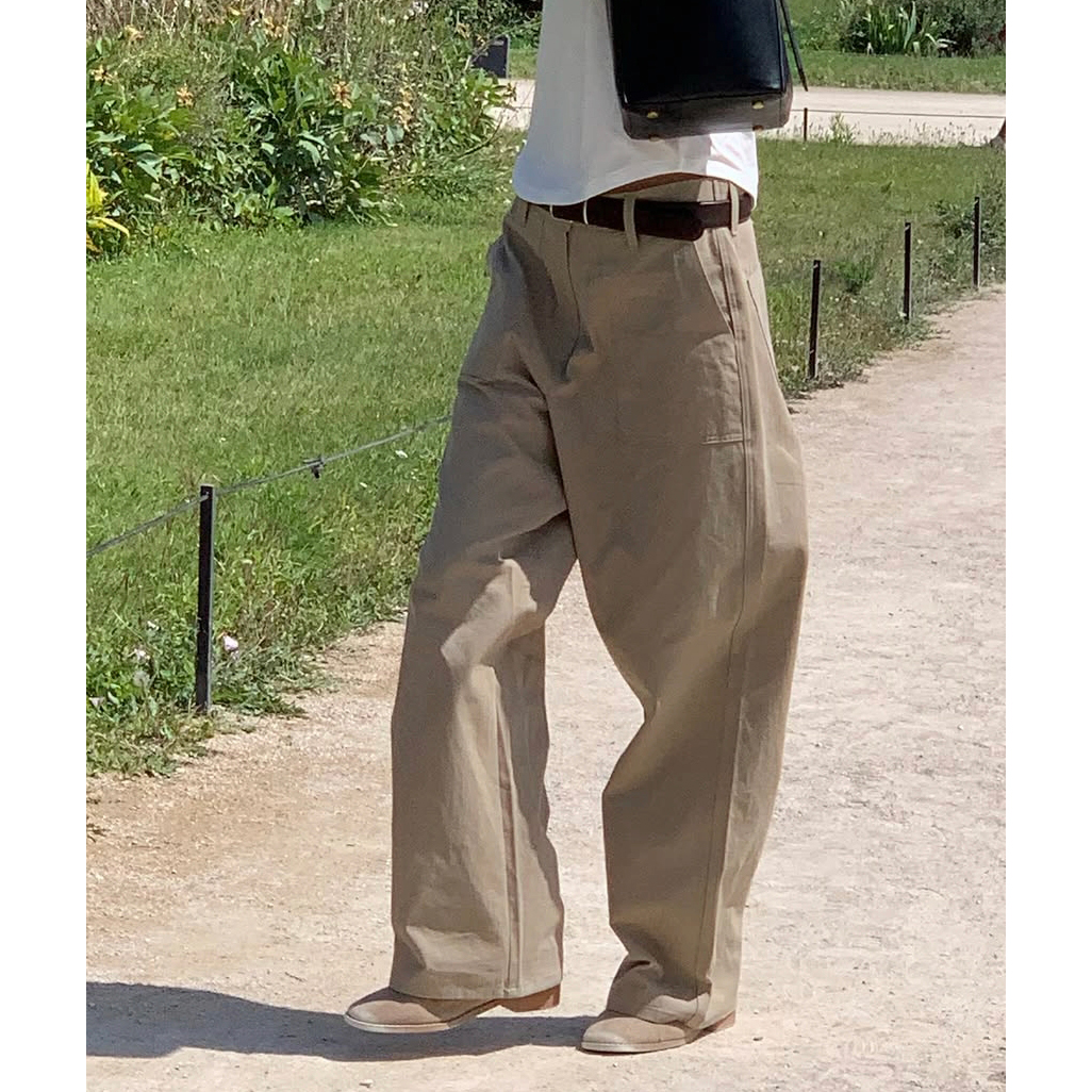 포우즈 코튼 비죠 루즈핏 슬랙스 팬츠