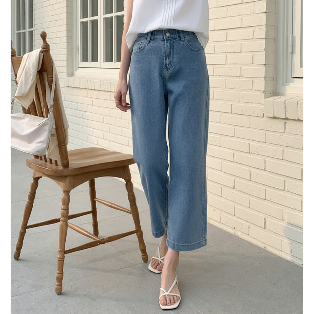 푸딩 여름 스판 9부 밴딩 데님 크롭 청바지 XL 까지