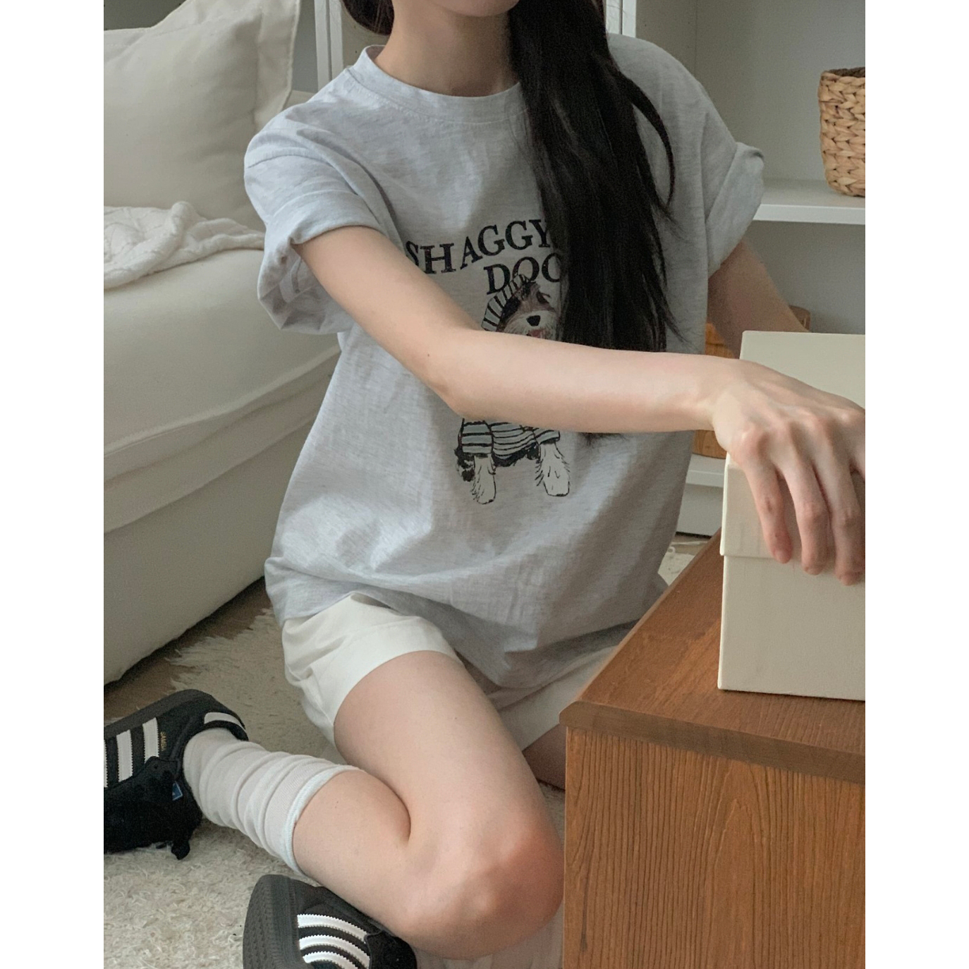 후디독 코튼 반팔 티셔츠