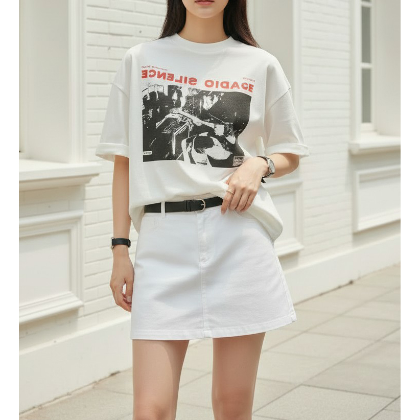 라디오 피그먼트 반팔 박스티 남녀공용