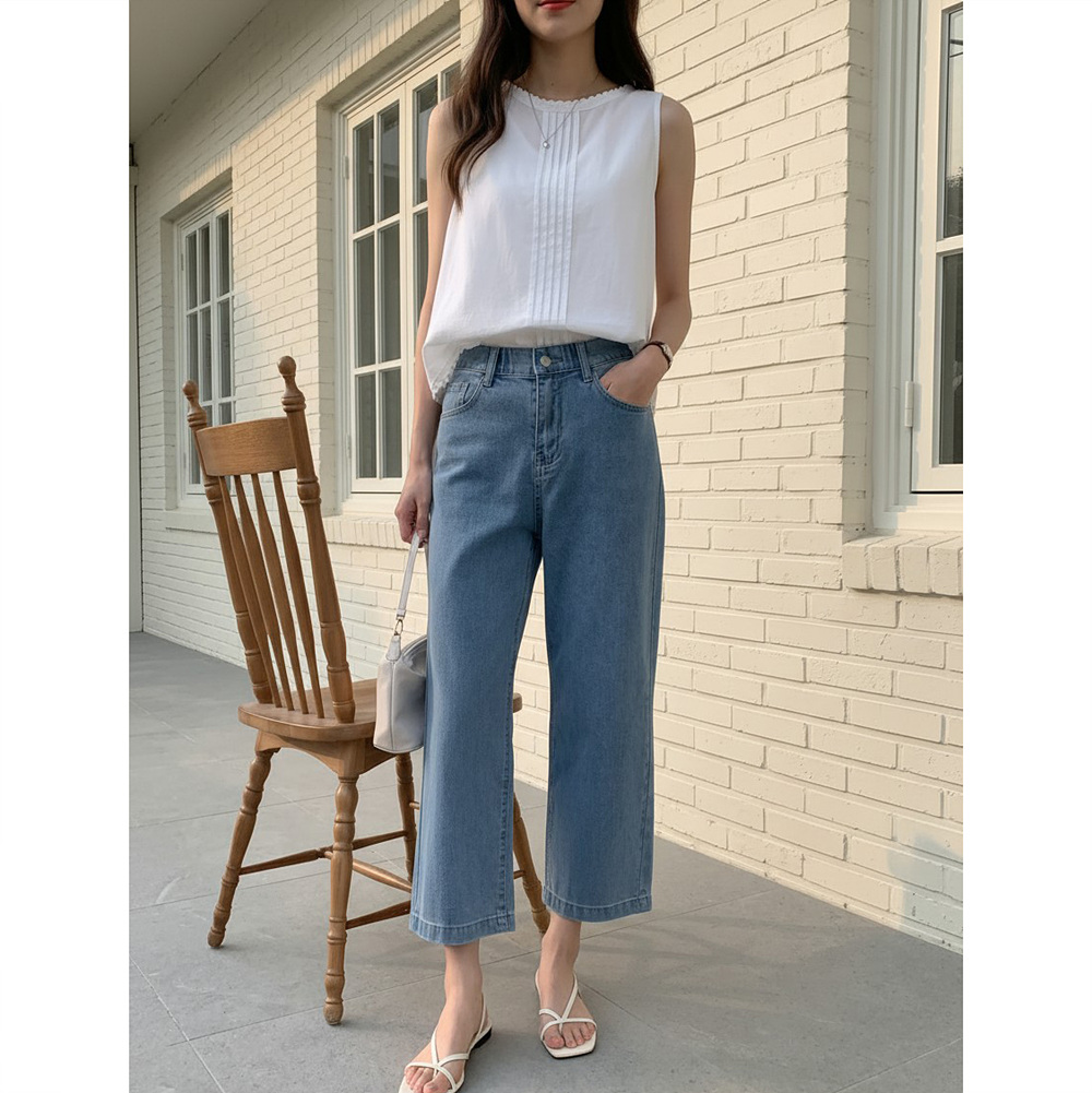 푸딩 여름 스판 9부 밴딩 데님 크롭 청바지 XL 까지