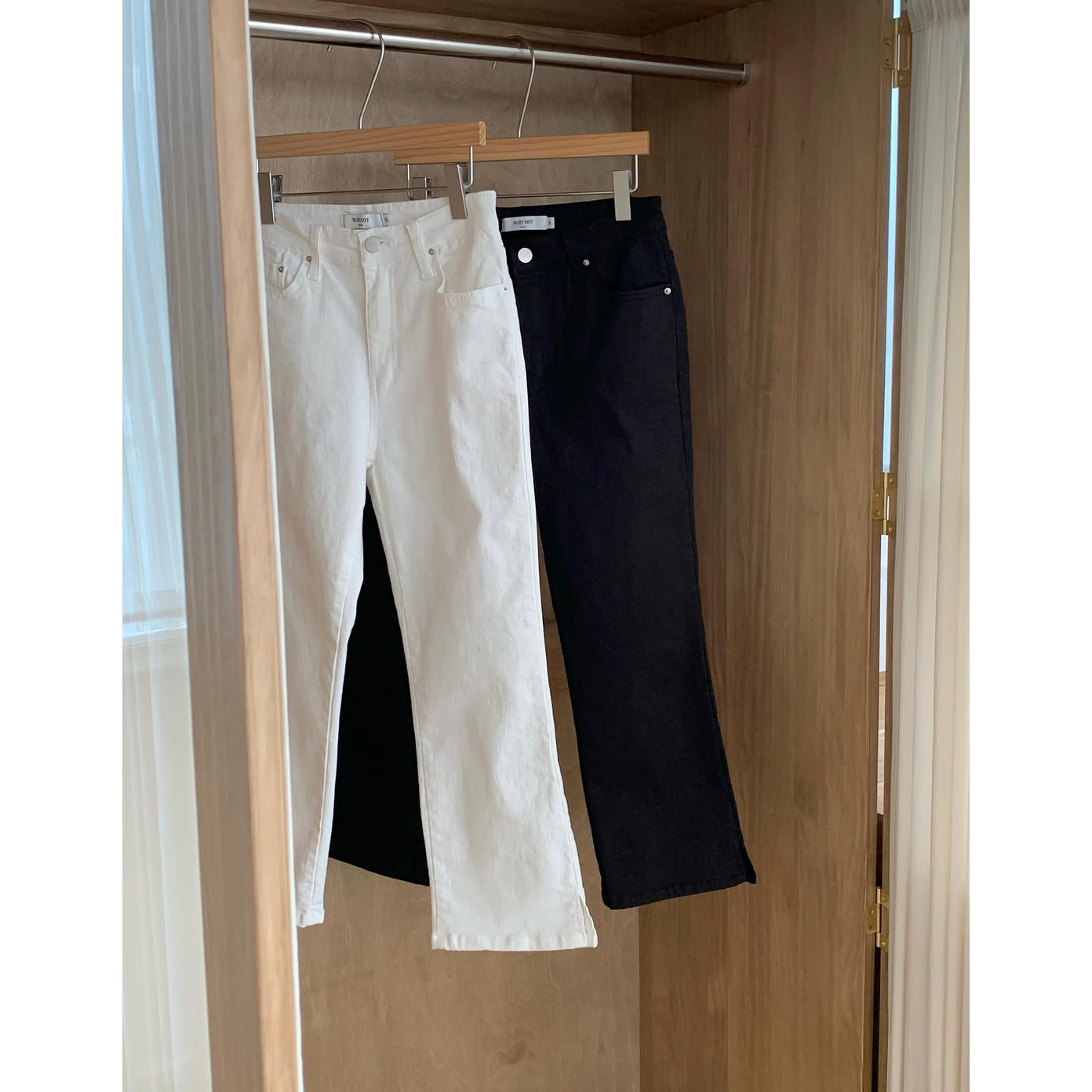카프리 스판 데님 8부 블랙진 화이트진