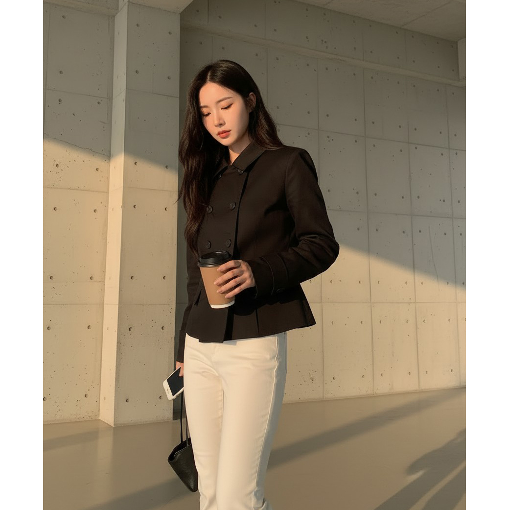 테드 슬림핏 숏 트렌치 자켓
