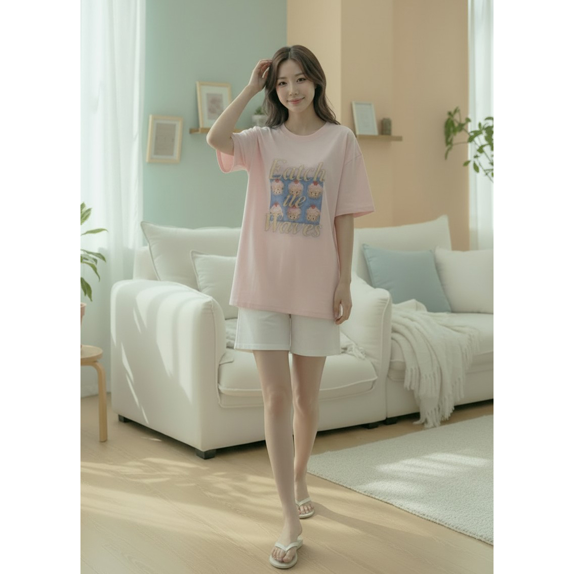 머핀 디지털 나염 반팔 박스티