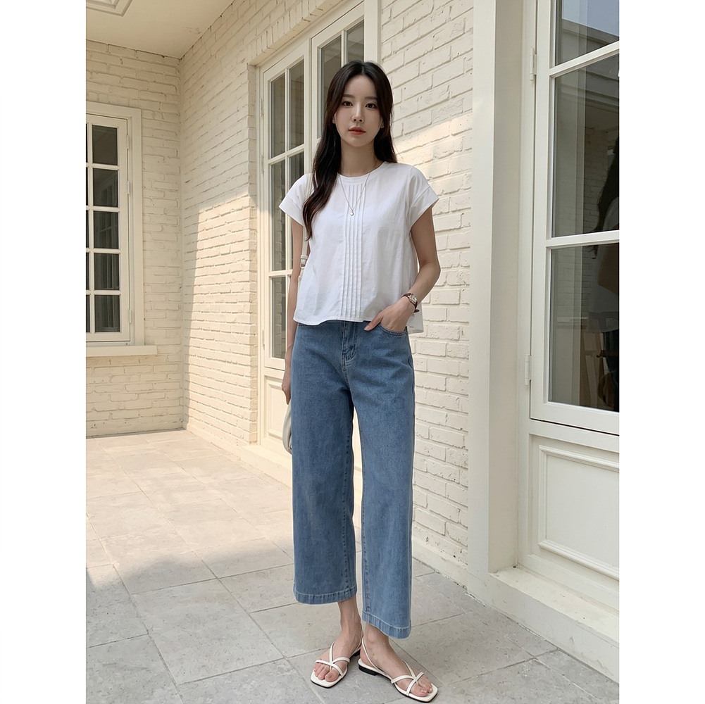 푸딩 여름 스판 9부 밴딩 데님 크롭 청바지 XL 까지