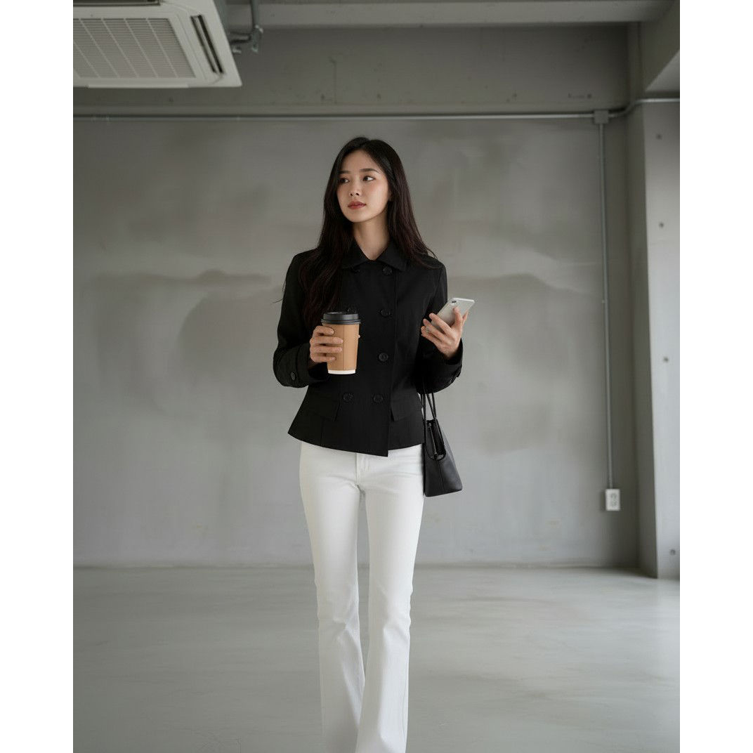 테드 슬림핏 숏 트렌치 자켓