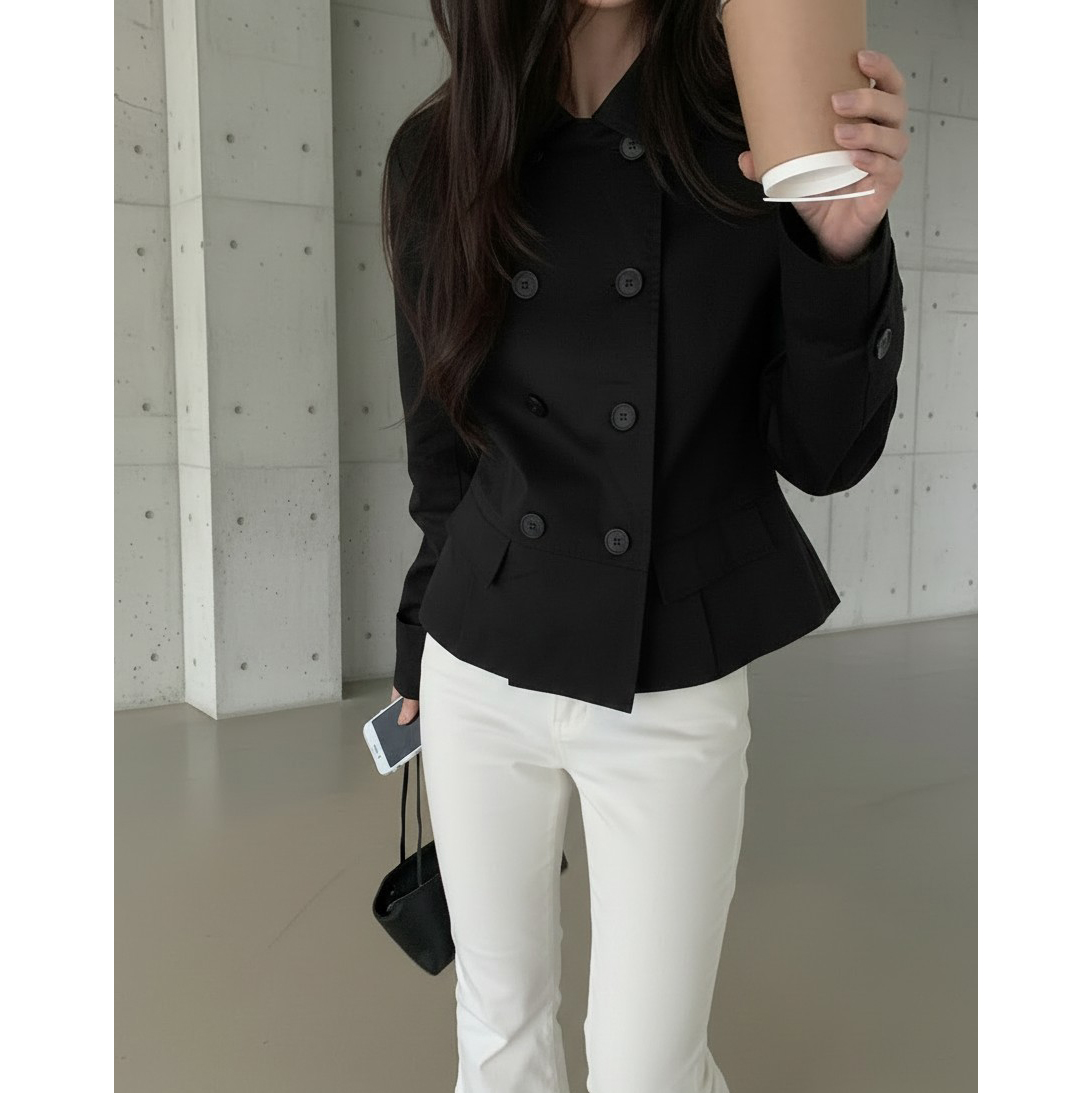 테드 슬림핏 숏 트렌치 자켓