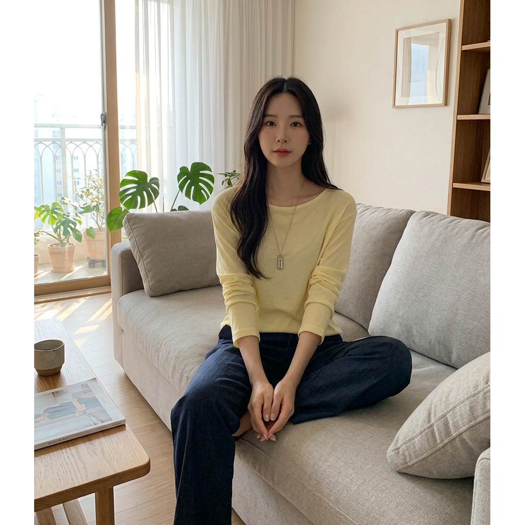 여름신상 부들 찰랑한 긴팔 루즈핏 티셔츠 살안타템