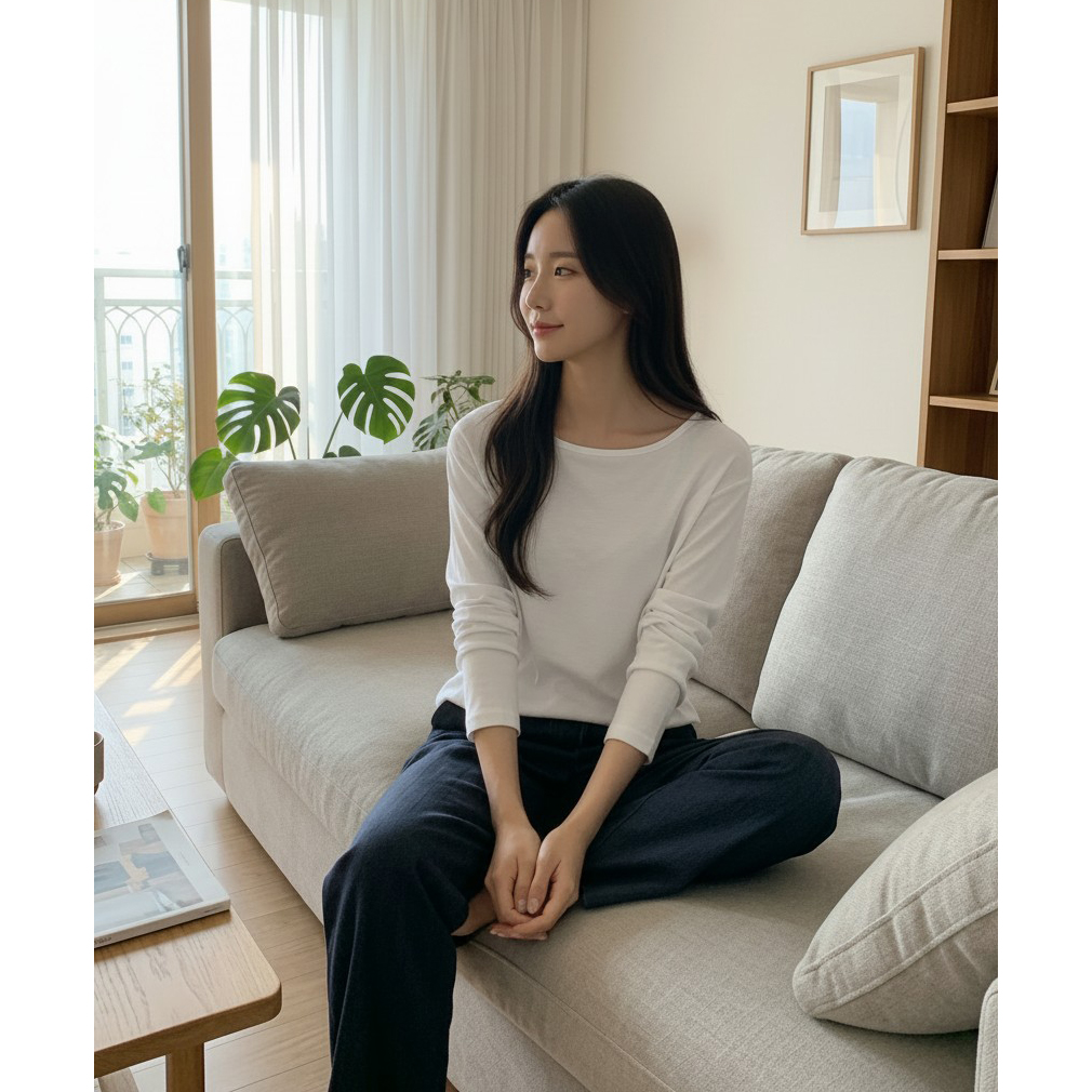 여름신상 부들 찰랑한 긴팔 루즈핏 티셔츠 살안타템