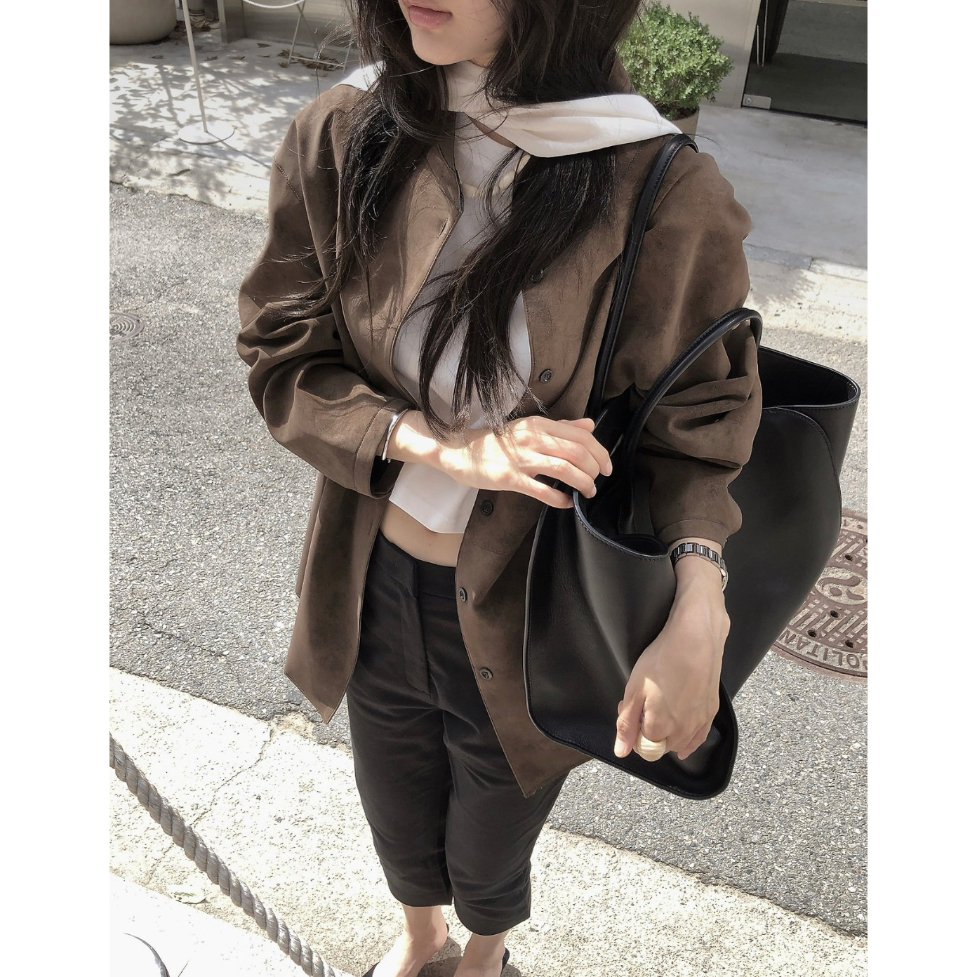 26FW 니드 루즈핏 스웨이드 하프 코트