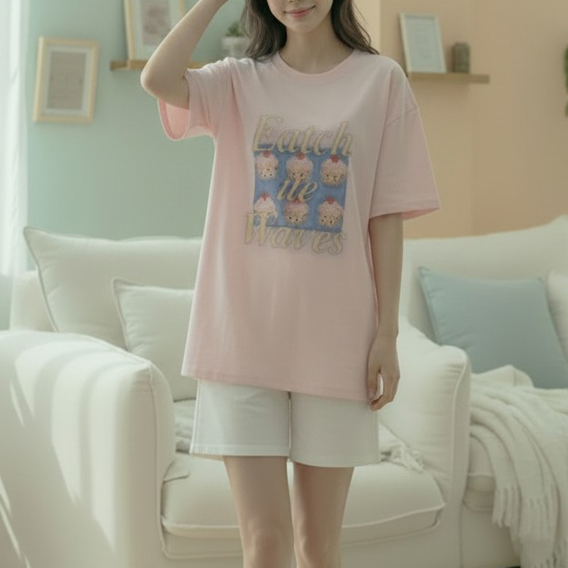 머핀 디지털 나염 반팔 박스티