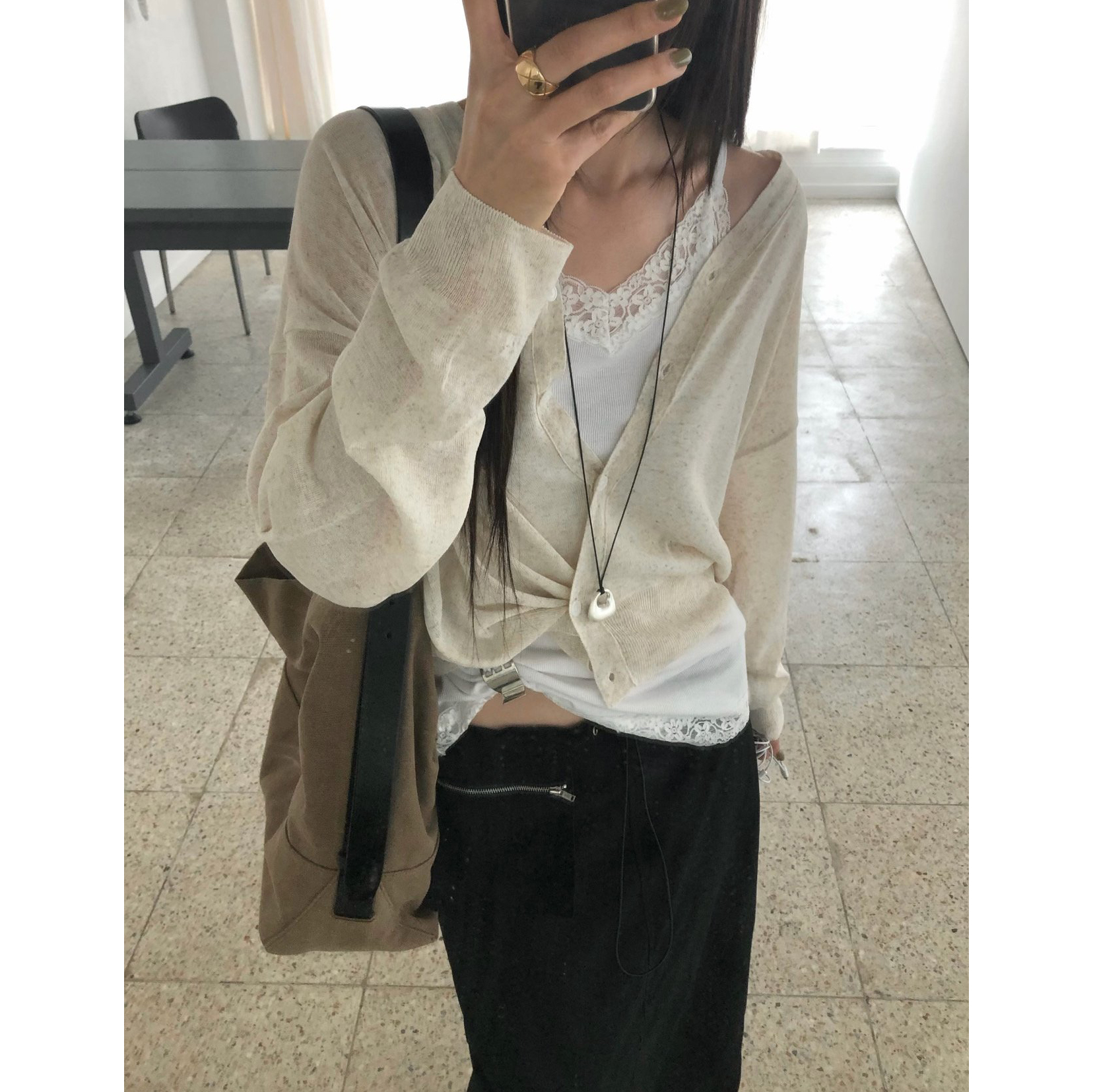 바다 투웨이 스타일 린넨 간절기 가디건