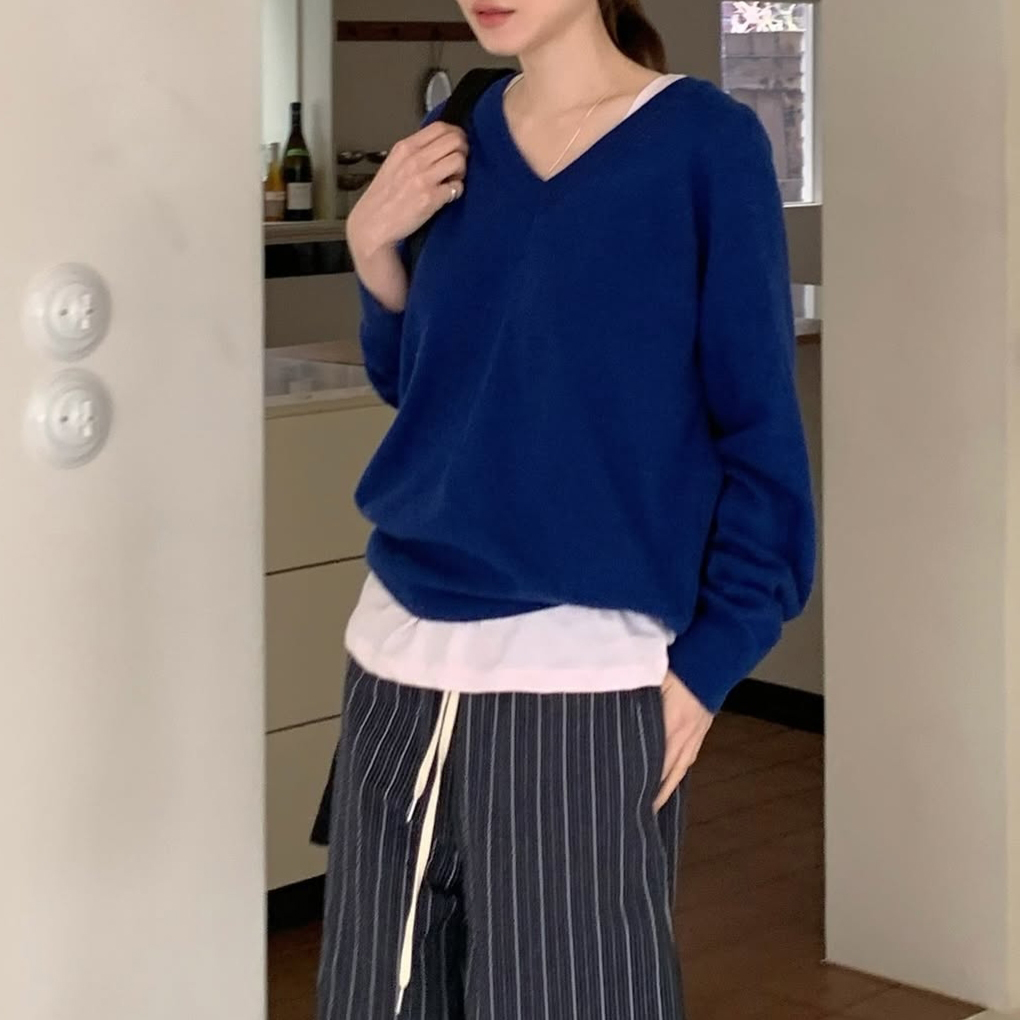 배색 루즈핏 일자 와이드 팬츠 3컬러 스트라이프 허리 밴딩 봄신상 바지 개강룩 레이어드룩 상세 이미지 13