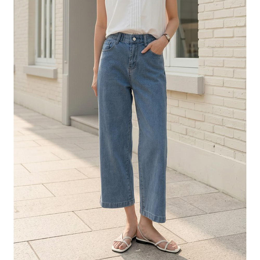 푸딩 여름 스판 9부 밴딩 데님 크롭 청바지 XL 까지