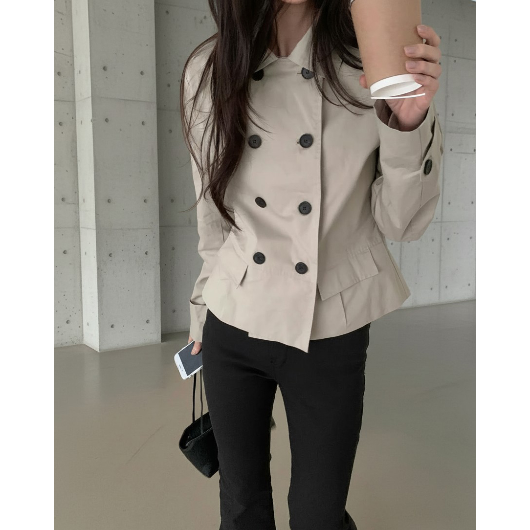 테드 슬림핏 숏 트렌치 자켓