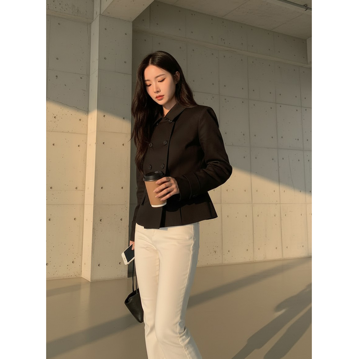 테드 슬림핏 숏 트렌치 자켓
