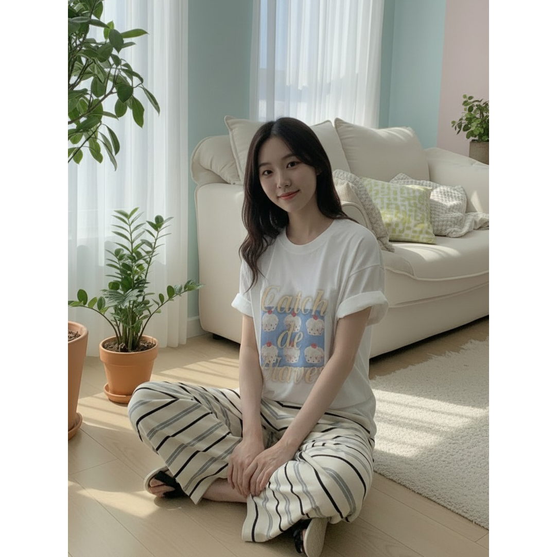 머핀 디지털 나염 반팔 박스티