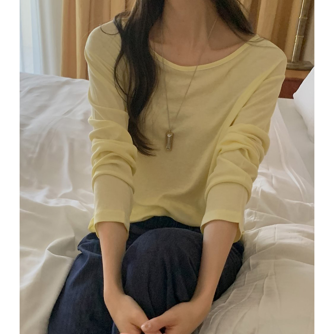 여름신상 부들 찰랑한 긴팔 루즈핏 티셔츠 살안타템