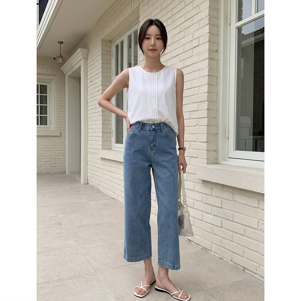 푸딩 여름 스판 9부 밴딩 데님 크롭 청바지 XL 까지