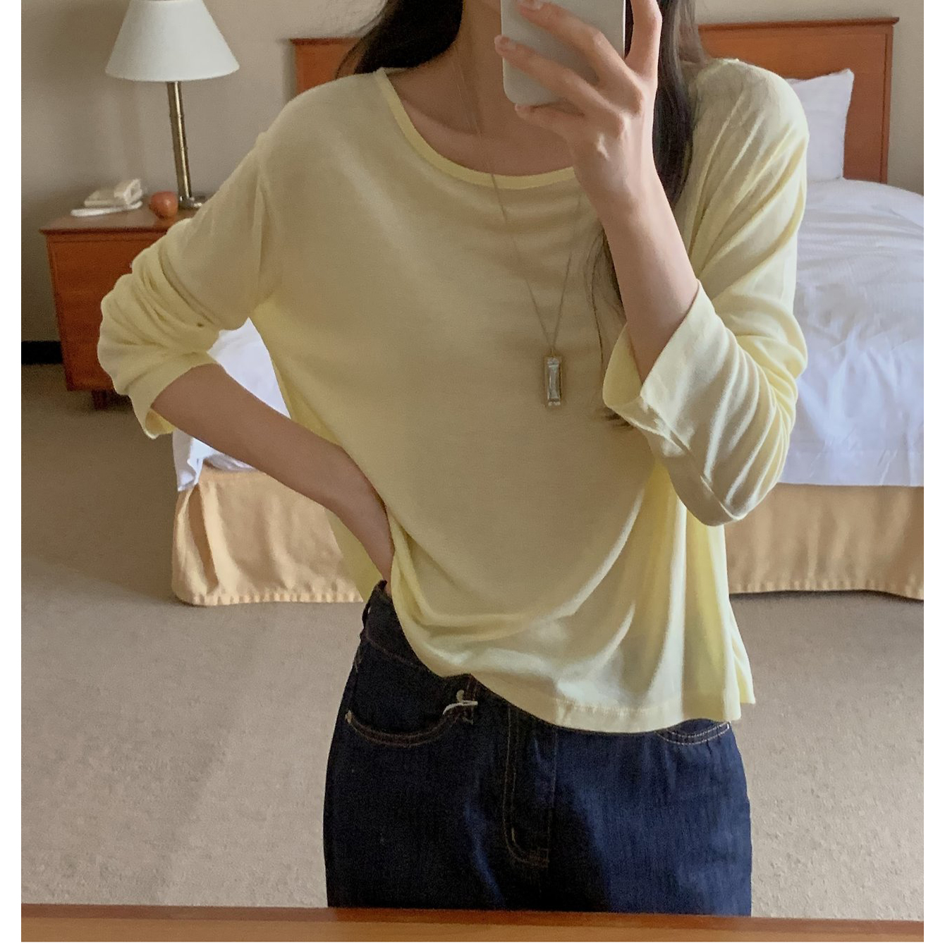 여름신상 부들 찰랑한 긴팔 루즈핏 티셔츠 살안타템