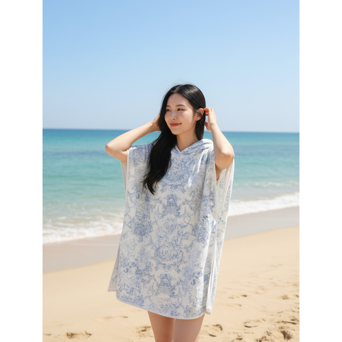 후드 판초 휴양지룩 바캉스룩 수영복 커버업