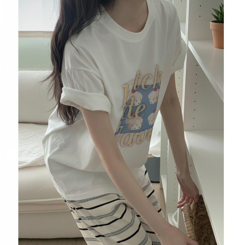 머핀 디지털 나염 반팔 박스티