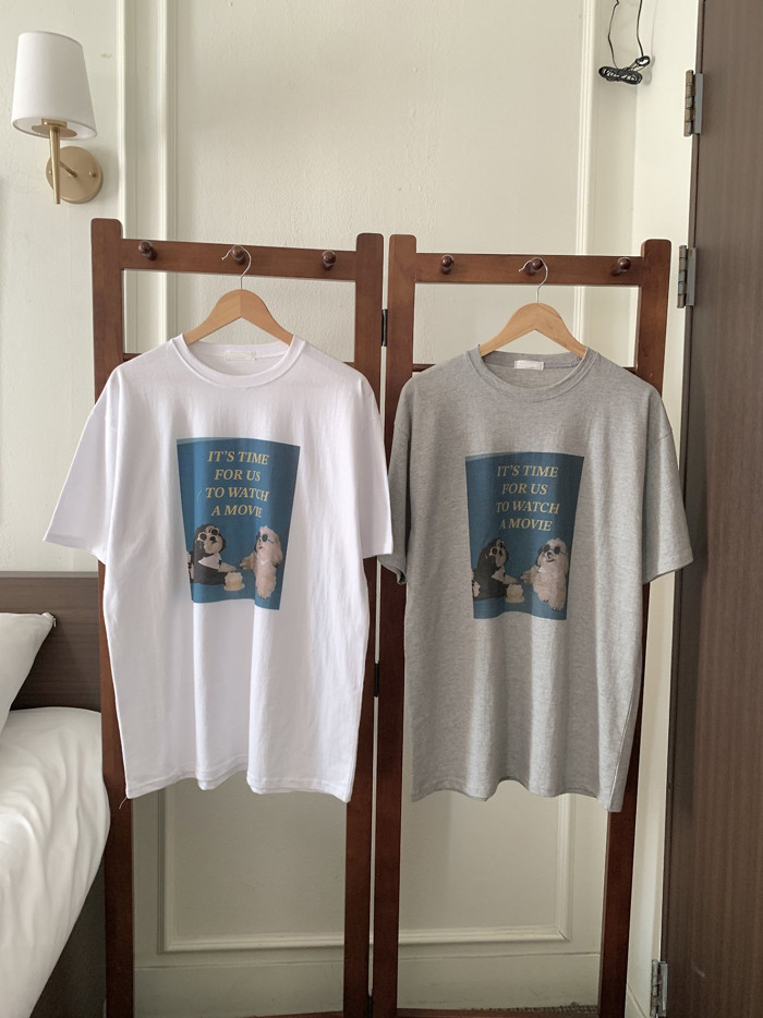 무비독 루즈핏 반팔 박스티