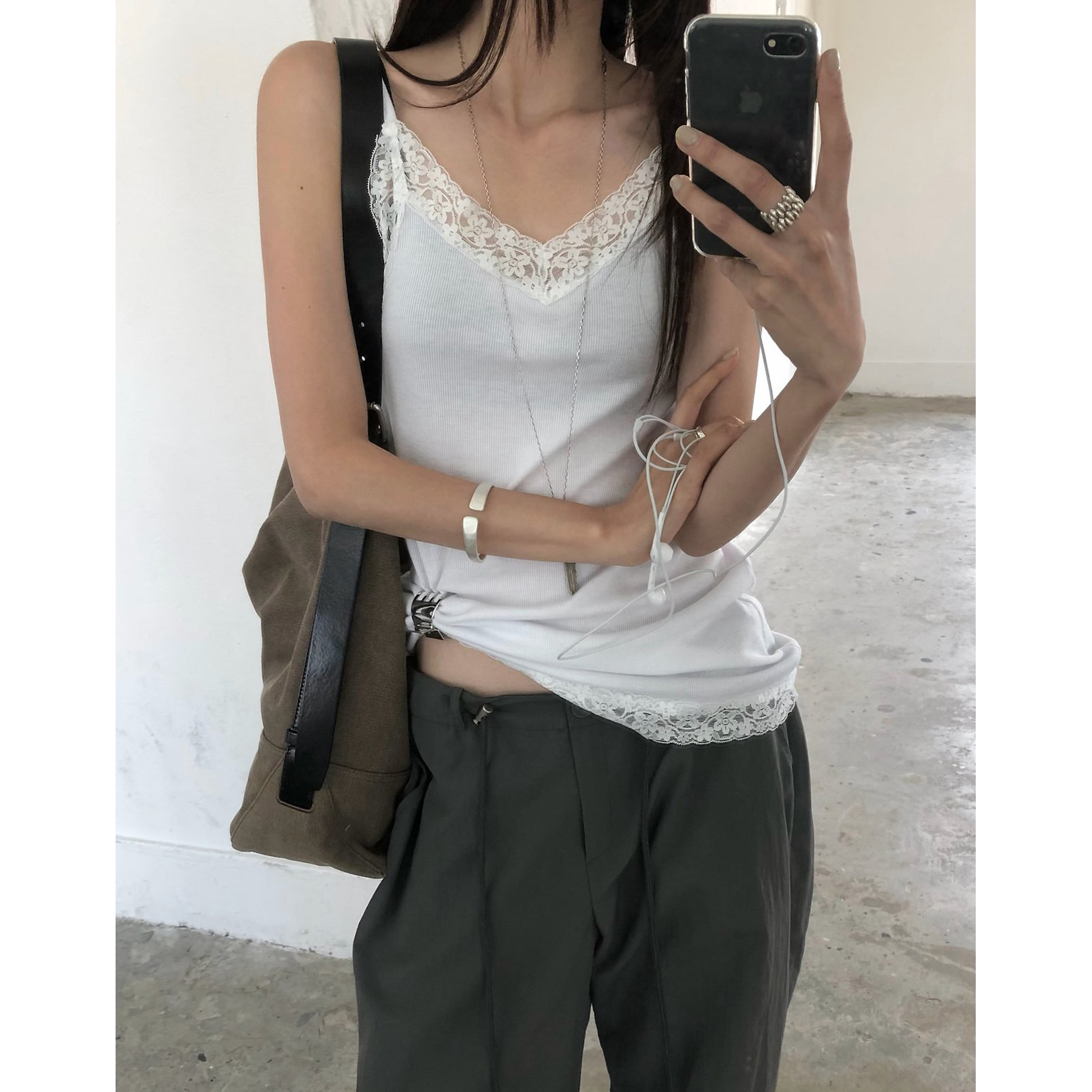 마리 레이스 롱나시 부유방 커버 날씬핏 뷔스티에 원피스형 나시