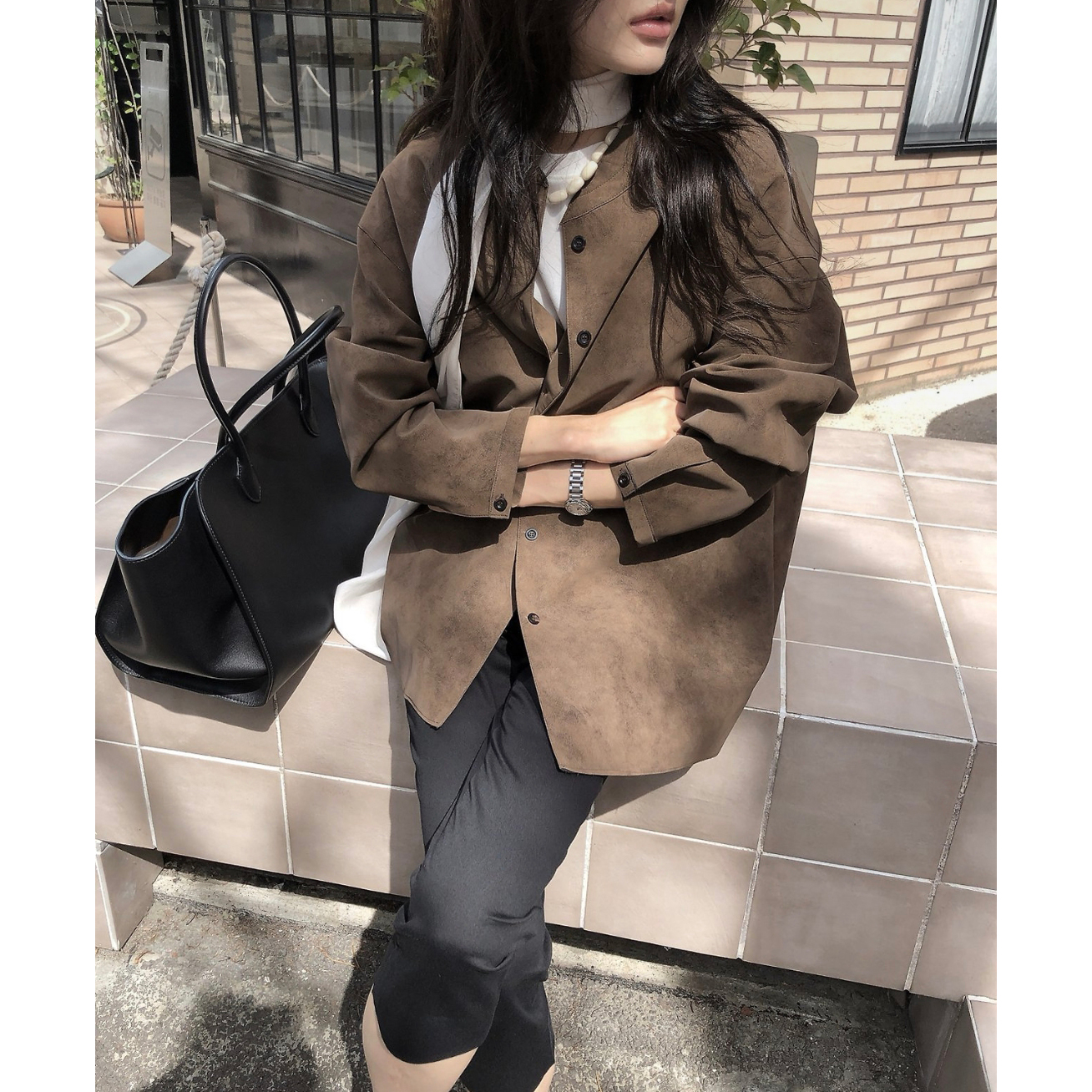 26FW 니드 루즈핏 스웨이드 하프 코트