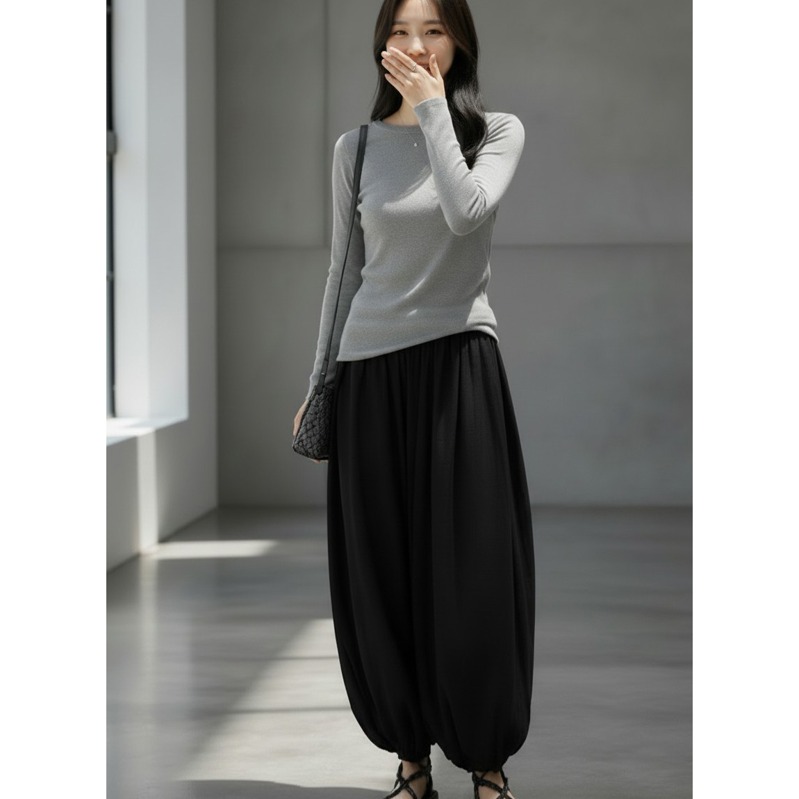 쿨링 실키 벌룬 조거 하렘 팬츠
