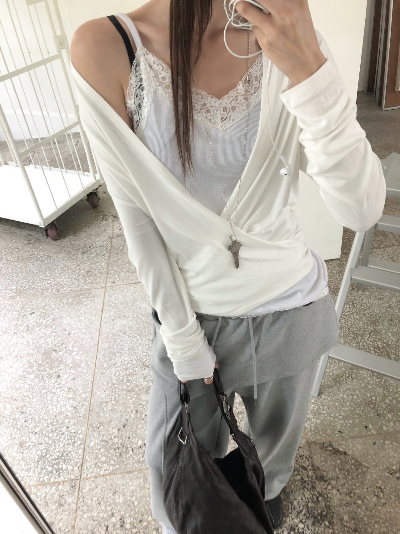 26FW 드레이프 랩 티셔츠 레이어드룩
