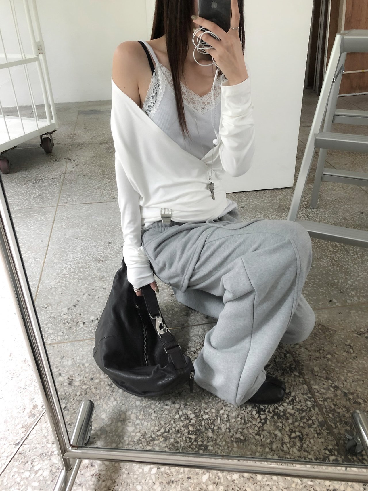 26FW 드레이프 랩 티셔츠 레이어드룩