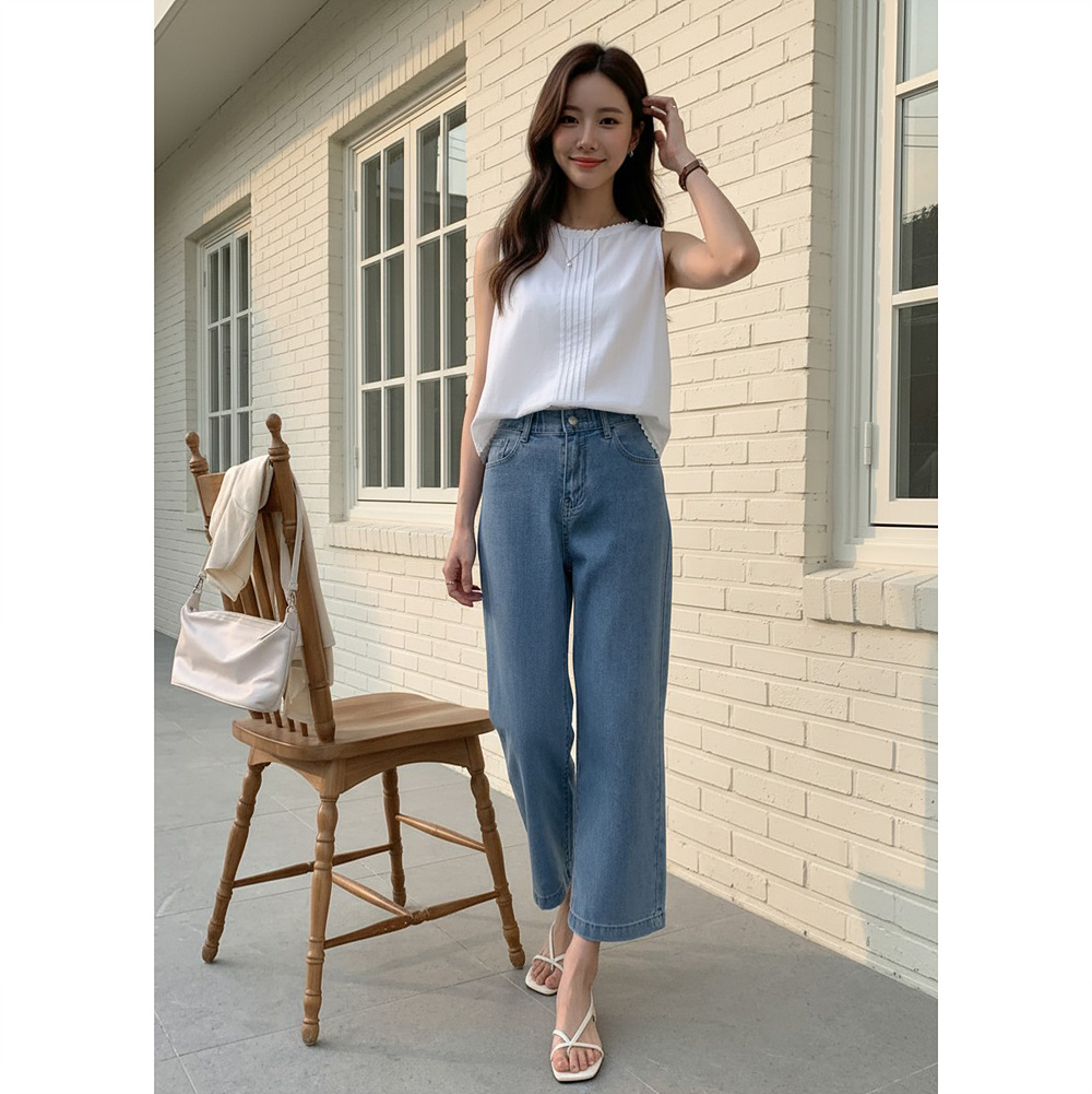 푸딩 여름 스판 9부 밴딩 데님 크롭 청바지 XL 까지
