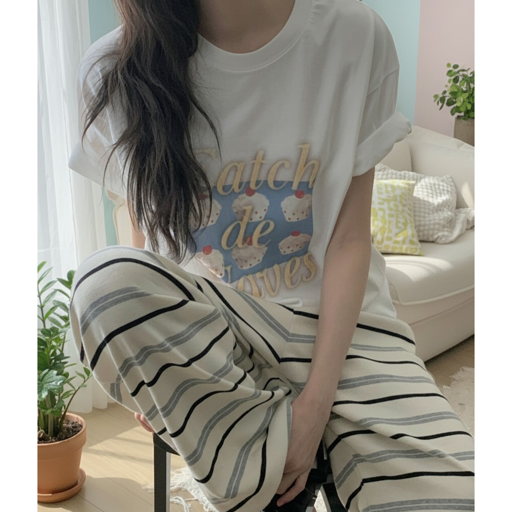 머핀 디지털 나염 반팔 박스티
