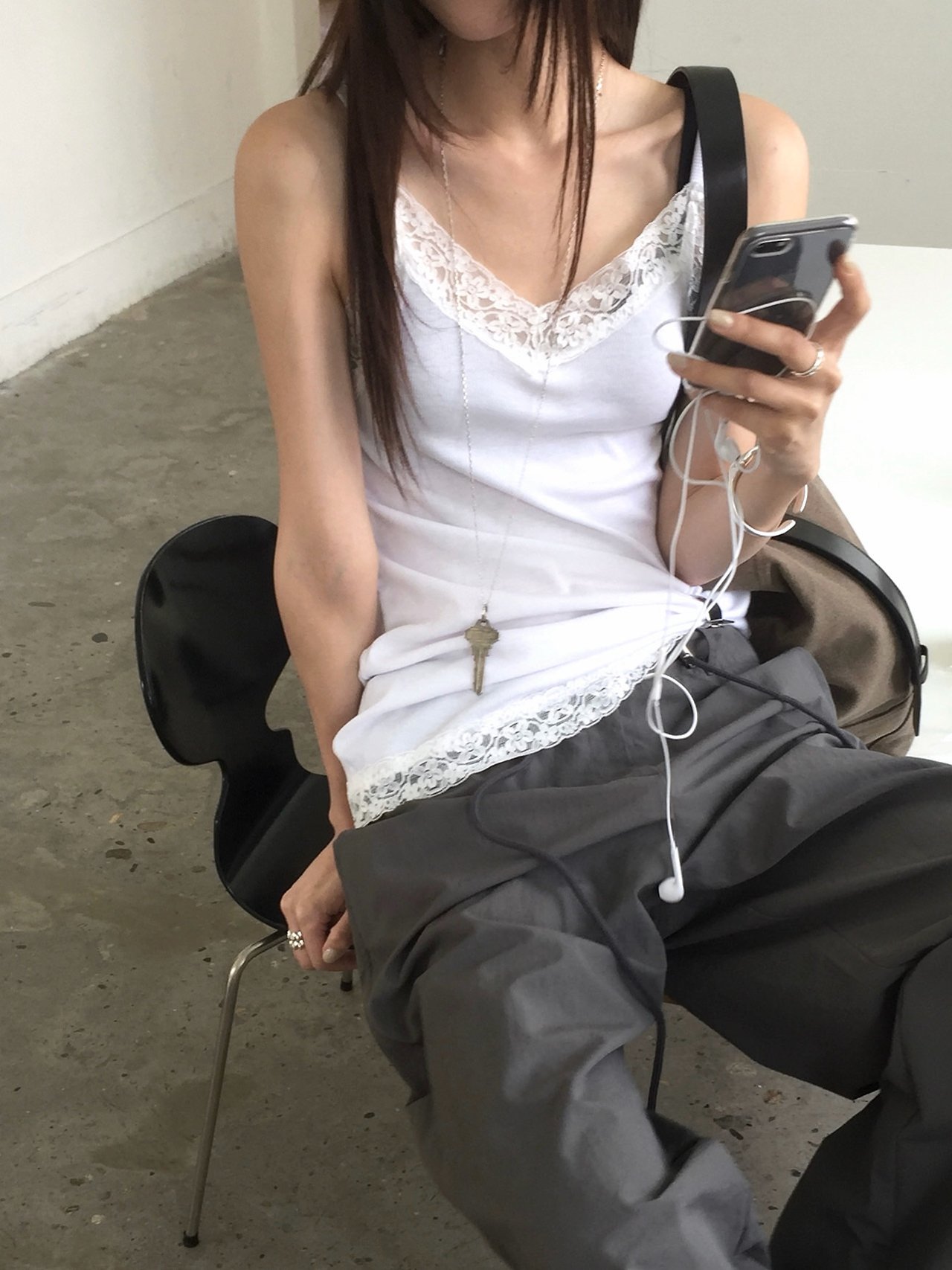 마리 레이스 롱나시 부유방 커버 날씬핏 뷔스티에 원피스형 나시
