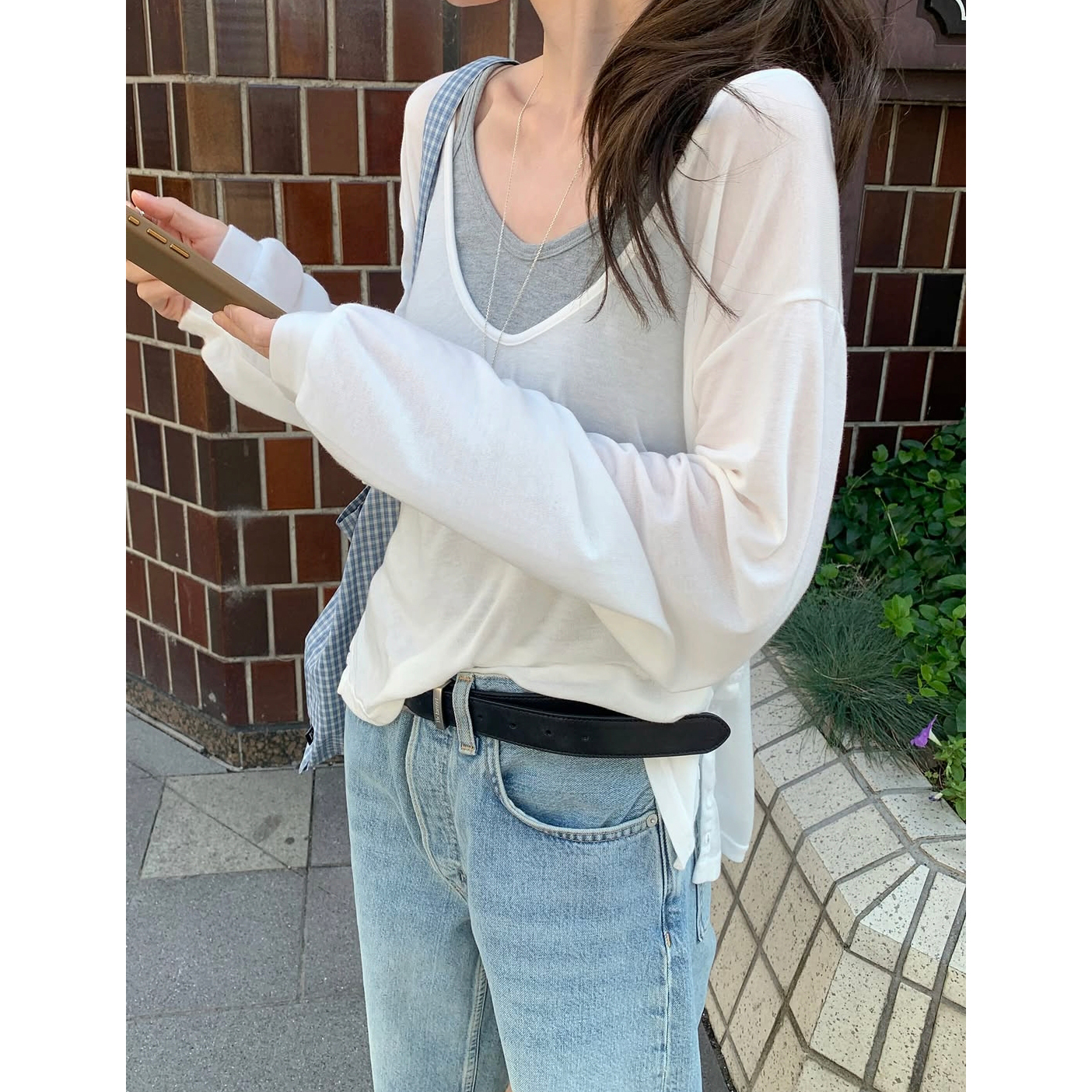 보이 간절기 텐셀 긴팔 티셔츠 레이어드룩 필수템