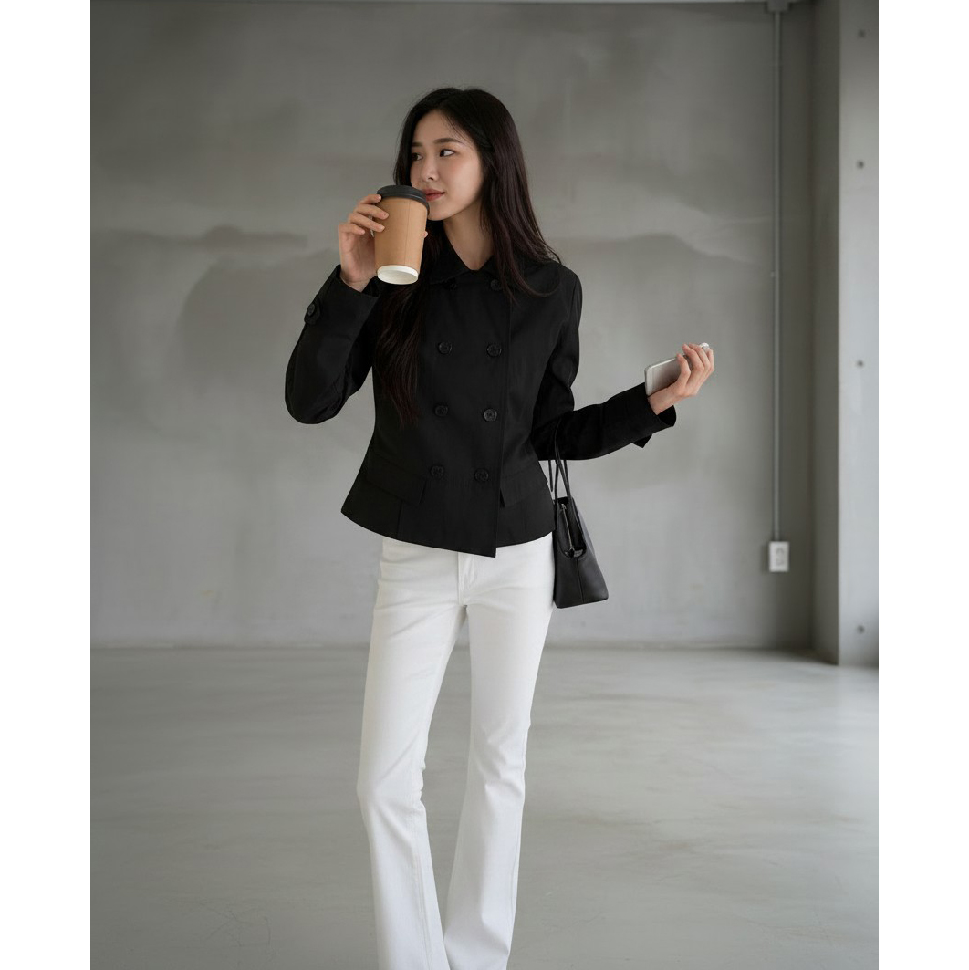 테드 슬림핏 숏 트렌치 자켓