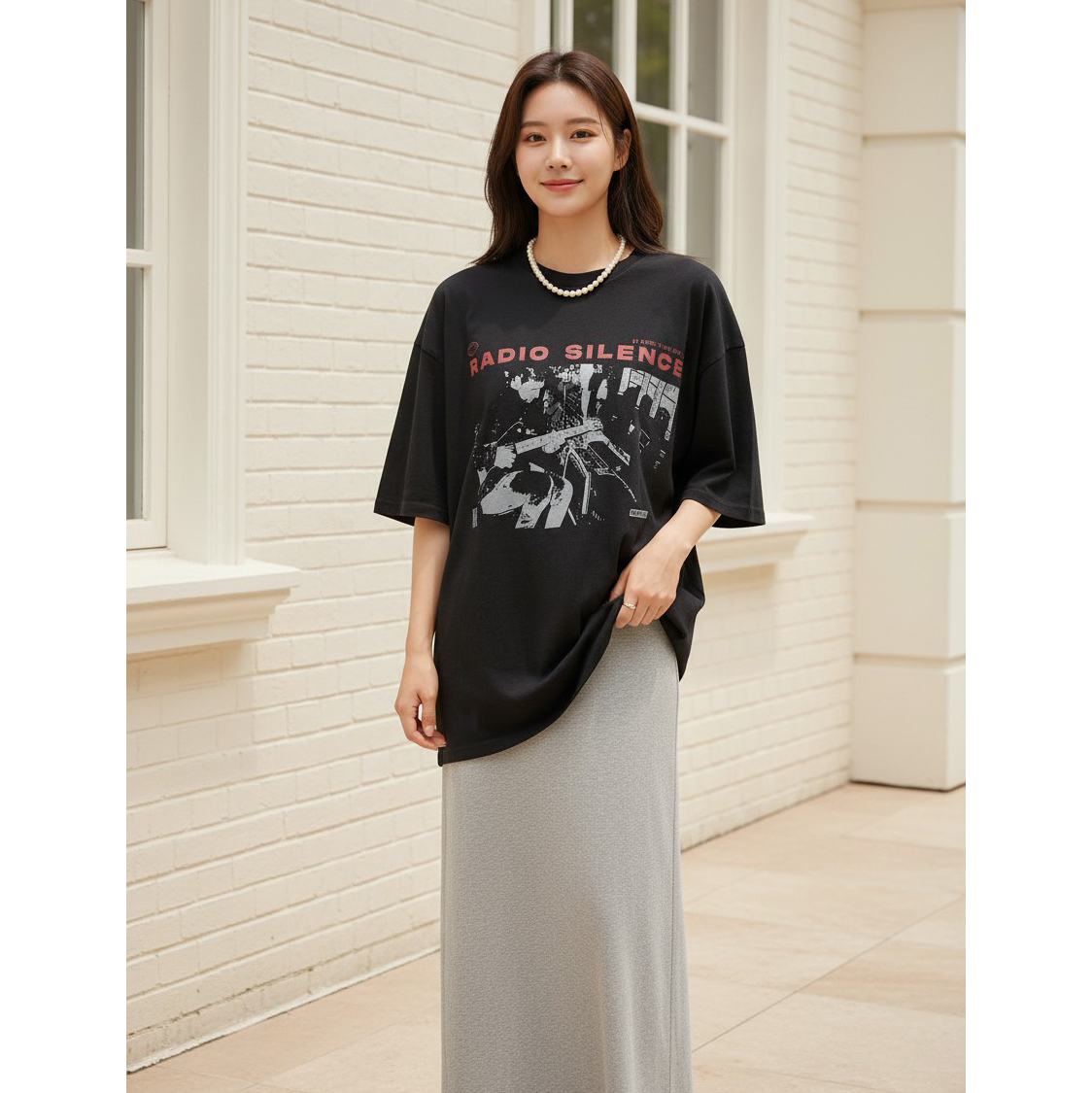 라디오 피그먼트 반팔 박스티 남녀공용