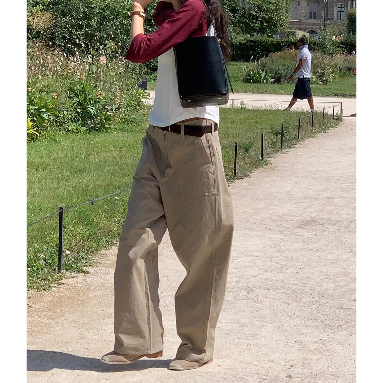 포우즈 코튼 비죠 루즈핏 슬랙스 팬츠
