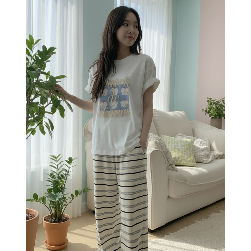 머핀 디지털 나염 반팔 박스티