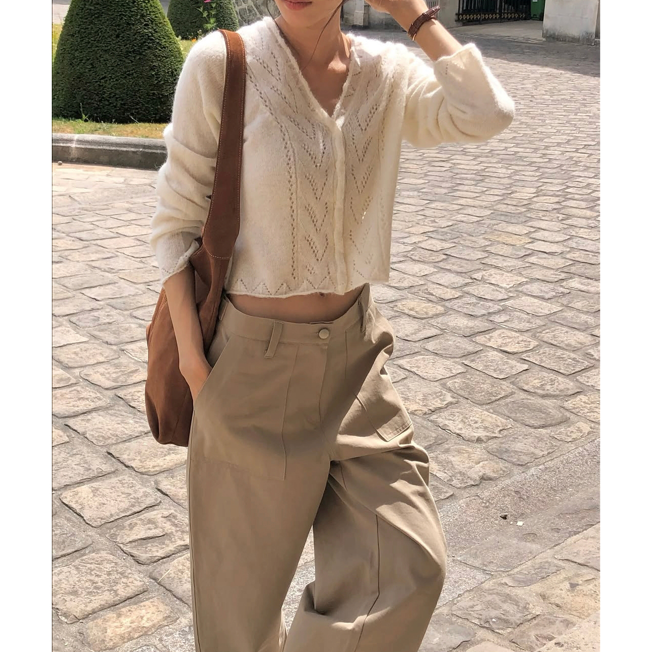 포우즈 코튼 비죠 루즈핏 슬랙스 팬츠