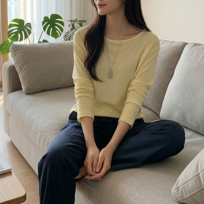 여름신상 부들 찰랑한 긴팔 루즈핏 티셔츠 살안타템