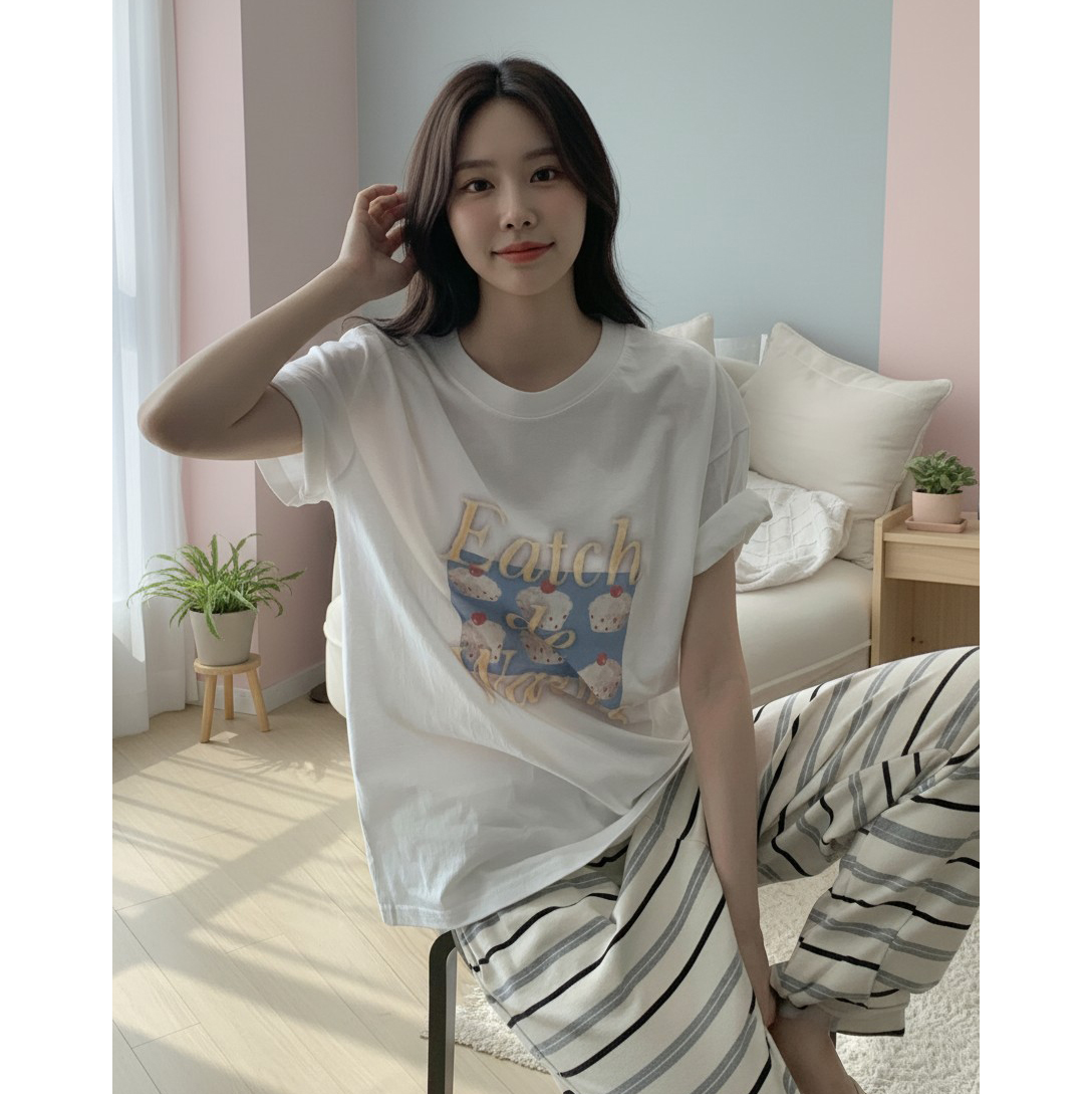 머핀 디지털 나염 반팔 박스티
